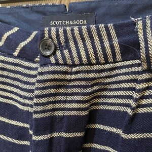 Scotch & Soda Blue Cream Striped Trousers cotton & linen 34/36 Amsterdam Couture